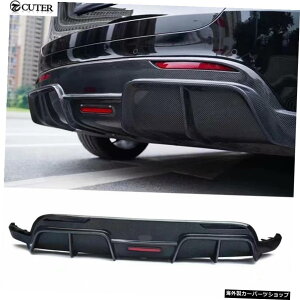 テスラモデルY車体キット用LEDブレーキライト付きモデルYカーボンファイバーリアバンパーディフューザースプリッター Model Y Carbon Fiber Rear Bumper Diffuser Splitter With LED Brake Lights for Tesla Model Y Car