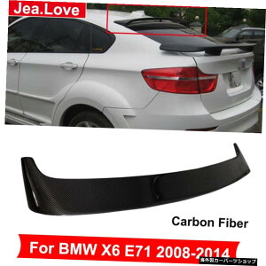 BMW X6 E71 2008-2014�ԑ̃L�b�g�`���[�j���O�p�[�c�p�̃��A���J�[�{���t�@�C�o�[���A�g�b�v���[�t�X�|�C���[�E�B���O�e�[���f�R���[�V���� Real Carbon Fiber Rear Top Roof Spoiler Wing Tail Decoration For BMW X