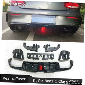 �����Z�f�X�x���cC�N���XC205C63AMG�N�[�y2�h�A2015-2019�I�[�g�J�[�X�^�C�����O�p�G�L�]�[�X�g�t��PP�O���X�u���b�N���A�o���p�[�f�B�t���[�U�[ PP Gloss Black Rear Bumper Diffuser with Exhaust for Mercedes Be