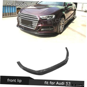 AEfBA3XCS3Z_4hApJ[{t@Co[tgop[bvX|C[A3X^_[hł͂܂20172018 Carbon Fiber Front Bumper Lip Spoiler for Audi A3 Sline S3 Sedan 4 door Not A3 Stand