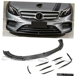 ZfXxcW213E43AMG Carbon Fiber Front Bumper Lip + Canard Splitter Fins For Mercedes Benz W213 E43 AMG