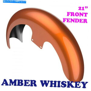 Front Fender ߐF̃ECXL[21 "86-20n[[c[Ô߂̃bp[nKtgtF_[ Amber Whiskey 21" Reveal Wrapper Hugger Front Fender For 86-20 Harley Touring