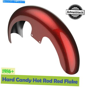 Front Fender n[C86+̂߂̃n[hLfBzbgbhbht[N21C`bp[nKtgtF_[ Hard Candy Hot Rod Red Flake 21 inch Wrapper Hugger Front Fender For Harley 86+