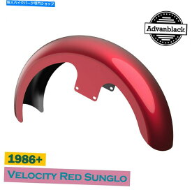 Front Fender 1986+ハーレーのためのラッパーハガフロントフェンダーを明るくする Velocity Red Sunglo 21" Reveal Wrapper Hugger Front Fender For 1986+ Harley