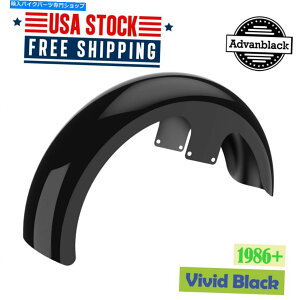 Front Fender Advan Vivid Black 21 ���b�p�[�n�K�t�����g�t�F���_�[�t�B�b�g1986+�n�[���[ Advan Vivid Black 21 Reveal Wrapper Hugger Front Fender Fits 1986+ Harley