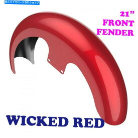 Front Fender 邪悪な赤21 "ラッパーハガフロントフェンダーフィット86-20ハーレーフランツーリング Wicked Red 21" Reveal Wrapper Hugger Front Fender Fit 86-20 Harley FLH Touring