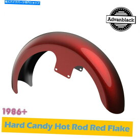 Front Fender 1986+ハーレーのためのハードキャンディホットロッドレッドフレーク21 "ラッパーハガフロントフェンダー Hard Candy Hot Rod Red Flake 21" Wrapper Hugger Front Fender For 1986+ Harley