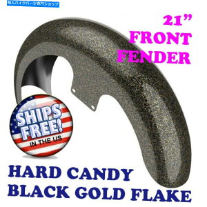 Front Fender n[hLfBubNS[ht[N21 "86-20n[[̂߂̃bp[nKtgtF_[ Hard Candy Black Gold Flake 21" Wrapper Hugger Front Fender For 86-20 Harley