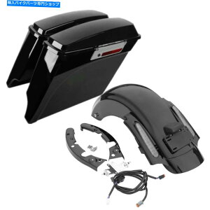 Rear Fender 5 "LkꂽThobOLEDAtF_[tBbgn[[c[O[hLO09-13 5" Stretched Saddlebags & LED Rear Fender Fit For Harley Touring Road King 09-13