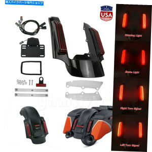 Rear Fender ubNAtF_[̐LXasia LEDCgtBbg̓n[[c[OOCh14-20 Black Rear Fender Extension Fascia LED Light Fit For Harley Touring Glide 14-20