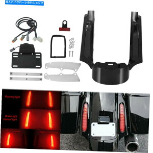 Rear Fender OXAtF_[؂ԂVOiu[LjOLEDtBbgn[[ Gloss Rear Fender Extension Fascia Turn Signal Brake Running LED Fit For Harley