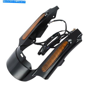 Rear Fender ubNAtF_[̋ؓ̂߂LEDCgAn[[c[O[hLOFLHT 09-13 Black Rear Fender Fascia Set w/LED Light For Harley Touring Road King FLHT 09-13