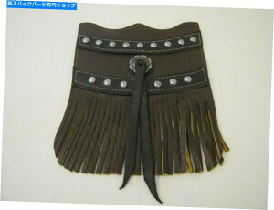 Rear Fender Ch̃I[goCU[tgtF_[ - tWƂ̌㕔Dtbv - _[NuE INDIAN MOTORCYCLE LEATHER FRONT FENDER - Rear Mud Flap With Fringe - Dark Brown