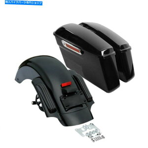Rear Fender ubNThobOAtF_[LEDn[[Xg[gOCh2014-2021̂߂̐ԂCgtBbg Black Saddlebags Rear Fender LED Red Light Fit For Harley Street Glide 2014-2021