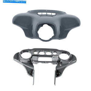 Inner Fairing �n�[���[�X�g���[�g�O���C�h2014-2021�K���V�b�v�O���[�̂��߂̃C���i�[�A�E�^�[�o�b�g�E�B���O�t�F�A�����O�t�B�b�g Inner Outer Batwing Fairing Fit For Harley Street Glide 2014-2021 Gunship Gray�y