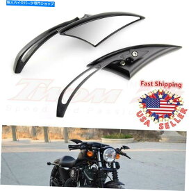 Mirror ヤマハホンダオートバイクルーザーチョッパーカスタム用ブラックリアビューサイドミラー Black Rearview Side Mirrors For Yamaha Honda Motorcycle Cruiser Chopper Custom