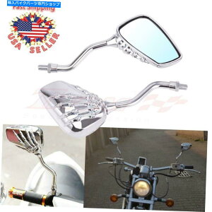Mirror 2s[XNXPgXJnhN[I[goCAr[TCh~[8 / 10mm 2Pcs Chrome Skeleton Skull Hand Claw Motorcycle Rear view Side Mirrors 8/10mm US