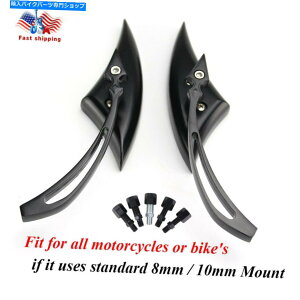 Mirror �n�[���[�X�g���[�g�O���C�h���[�h�L���O�\�t�g�_�C�i�c�[�����O�̂��߂̃u���b�N�I�[�g�o�C�̃~���[ Black Motorcycle Mirrors For Harley Street Glide Road King Softail Dyna Touring�y���s�A���i�z