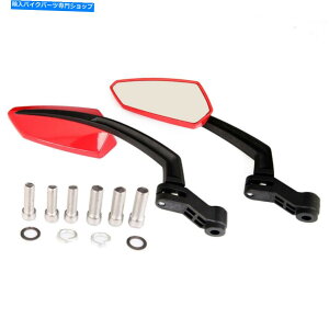 Mirror z_Grom Cruiser`FRBXN[^[8mm-10mm̂߂̃I[goC̐Ԃwʐ}̋ MOTORCYCLE RED REAR VIEW MIRRORS FOR HONDA GROM CRUISER CHOOPER SCOOTER 8MM-10MM