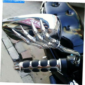 Mirror クロームスカルスケルトンハンドオートバイバックサイドミラーホンダグロム125 #a Chrome Skull Skeleton Hand Motorcycle RearviewSide Mirrors For Honda GROM 125 #A