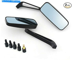 Mirror 8mm / 10mm`̃I[goC̃{o[~[̋ 8mm/10mm Black Rectangle Motorcycle Bobber Mirrors Blue Mirror Reducing Glare