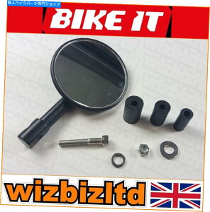 Mirror ]Ԃ̃VOiǂ瑤ʂɍjubNo[Gh}Egjo[T~[MRU020 Bikeit Single(Fits Either Side) Black Bar End Mounted Universal Mirror MRU020