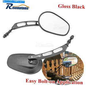 Mirror 360°�r���b�g8mm���A�r���[�T�C�h�~���[�u���b�N 360° Billet 8MM Rear View Side Mirrors Black For Harley Touring Road King Glide