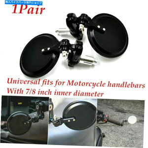 Mirror 2 *�A���~�������E���h7/8 �n���h���o�[�G���h�I�[�g�o�C���A�r���[�~���[���j�o�[�T�� 2*Aluminum Alloy Round 7/8 Handle Bar End Motorcycle Rearview Mirrors Universal�y���s�A���i�z