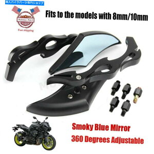 Mirror �{�o�[�J�t�F���[�T�[�̂��߂�2�{8/10 mm���j�o�[�T���I�[�g�o�C�̉��̌㕔�̃T�C�h�~���[ 2x 8/10mm Universal Motorcycle Flame Rearview Side Mirrors For Bobber Cafe Racer�y���s�A���i�z