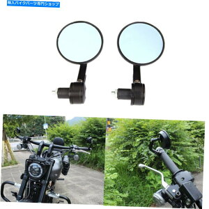 Mirror z_}nhDJeBuĜ߂̃ubNI[goCEh7/8 "nho[Gh~[ Black Motorcycle Round 7/8" Handle Bar End Mirrors For Honda Yamaha Ducati Buell