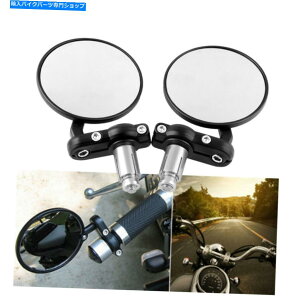 Mirror ܂肽݃o[GhI[goC̃~[ - A~jE - ẼJtF[T[ Folding Bar End Motorcycle Mirrors - Aluminum Black - Right and Left Cafe Racer