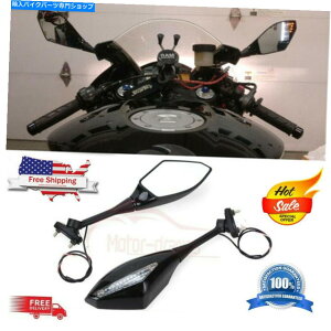 Mirror ホットブラックオートバイ矢印LED鈴木GSXR600ホンダのためのターン信号サイドミラー Hot Black Motorcycle Arrow LED Turn Signal Side Mirrors For SUZUKI GSXR600 Honda