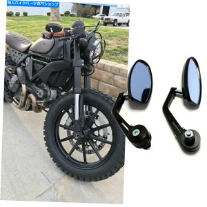 Mirror ubNI[goC7/8 "DUCATI CAFE[T[XNuDMSp̃nho[Gh~[ Black Motorcycle 7/8" Handle Bar End Mirrors For Ducati Cafe Racer Scrambler DMS