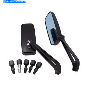 Mirror 1yAjo[TI[goC`̔wʐ}TChu[~[8mm 10mm 1 Pair Universal Motorcycle Rectangle Black Rear View Side Blue Mirrors 8MM 10MM