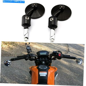 Mirror ubNEhI[goCAr[nho[Gh~[MSX125 Black Round Motorcycle Rear View Handle Bar End Mirrors For Honda GROM MSX125