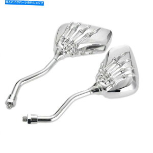 Mirror �z���_�V���h�EVLX 600�X�P���g���X�J���n���h�I�[�g�o�C�~���[�N����8mm 10mm For Honda Shadow VLX 600 Skeleton Skull Hand Motorcycle Mirrors Chrome 8mm 10mm