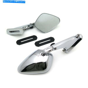 Mirror z_XYLRC莩]ԃN[ς݂̂߂̃_Ch`̃obN~[ Diamond Shape Rearview Mirrors For Honda Suzuki Yamaha Kawasaki Bike Chromed