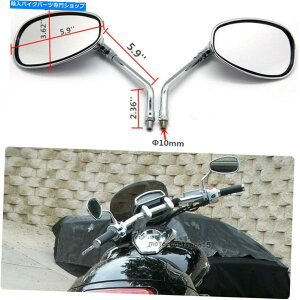 Mirror I[goCOXeTCh~[z_vtVhEGAVTX̂߂̃NI[o10mm Motorcycle Long Stem Side Mirrors Chrome Oval 10mm For Honda VT Shadow Aero VTX