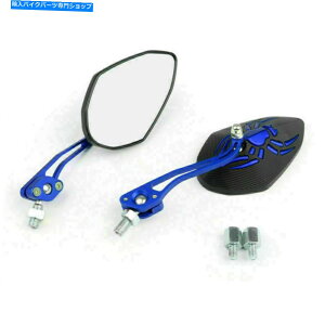 Mirror ���j�o�[�T��8mm 10mm�I�[�g�o�C�X�p�C�_�[������i�F�T�C�h�~���[�u���[�t�F�f�b�N�X Universal 8mm 10mm Motorcycle Spider Adjusted Rear View Side Mirrors Blue Fedex�y���s�A���i�z
