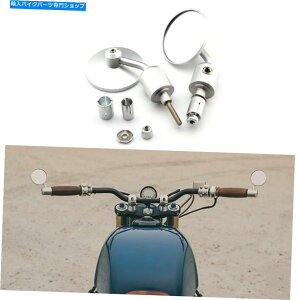 Mirror JtF[T[XNu2{EhN[I[goCAr[~[7/8 "o[Gh 2x Round Chrome Motorcycle Rear View Mirror 7/8"Bar End for Cafe Racer Scrambler