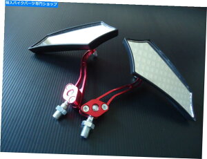 Mirror I[goC10mm 8mmv{gAr[KX~[obgiZNV[bh MOTORCYCLE 10MM 8MM CLOCKWISE BOLTS REAR VIEW GLASS MIRROR BAT STYTLE SEXY RED