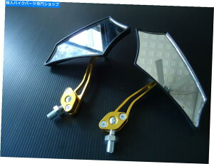 Mirror I[goC10mm 8mmv{gAr[KX~[obgiCG[S[h MOTORCYCLE 10MM 8MM CLOCKWISE BOLT REAR VIEW GLASS MIRROR BAT STYTLE YELLOW GOLD