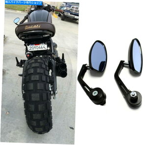 Mirror JtF[T[XNuI[goC7/8 "nho[GhAr[TCh~[ubN Cafe Racer Scrambler Motorcycle 7/8" Handle Bar End Rear View Side Mirrors Black