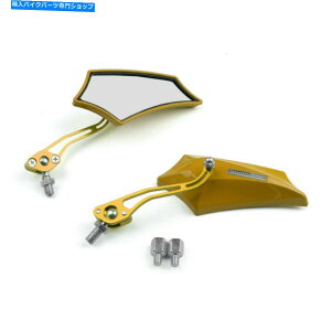 Mirror gTCN`bp[N[U[Xg[gꎩ]ԃAr[~[8mm 10mmS[hFD Motocycle Chopper Cruiser Street Dirt Bike Rear View Mirrors 8mm 10mm Gold FD