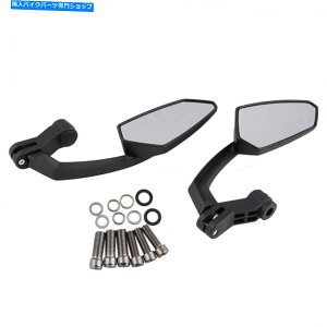 Mirror 1�΍��E���I�[�g�o�C���A�r���[�T�C�h�~���[�n���h���o�[�G���h�v���X�`�b�N 1 Pair Left&Right Black Motorcycle Rear View Side Mirrors Handle Bar End Plastic�y���s�A���i�z
