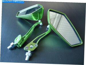 Mirror I[goC10mm 8mmv{gwʐ}KX~[O[×2 MOTORCYCLE 10MM 8MM CLOCKWISE BOLTS REAR VIEW GLASS MIRROR GREEN X 2 PIECES