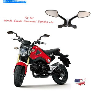 Mirror ؃z_O}nM8 M10ubNI[goCobN~[ For Kawasaki Suzuki Honda Grom Yamaha M8 M10 Black Motorcycle Rearview Mirrors