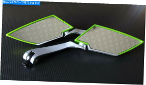 Mirror I[goC10mm 8mmv{gAr[KX~[yCgO[×2 MOTORCYCLE 10MM 8MM CLOCKWISE BOLT REAR VIEW GLASS MIRROR PAINT GREEN X 2 PIECES