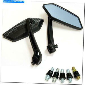 Mirror I[goC10mm 8mm{gṽAu[~[ubNJ[{ MOTORCYCLE 10MM 8MM BOLTS CLOCKWISE REAR BLUE MIRROR BLACK CARBON