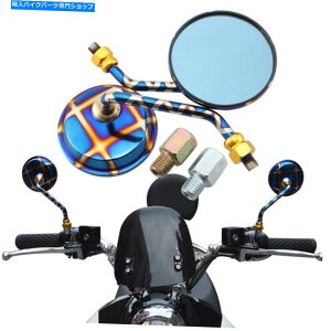 Mirror 2�s�[�X�J���t���ȋ������E���h���T�C�u�T�C�h�~���[10mm���}�n�z���_�̂��߂̃��j�o�[�T��10mm 2pcs Colorful Metal Round Rearview Side Mirrors 10mm Universal For Yamaha Honda�y���s�A���i�z